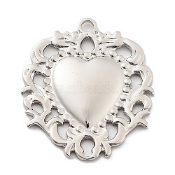 Brass Pendants, Heart, Platinum, 31.5x27x2.5mm, Hole: 2.5mm(KK-I707-03P)