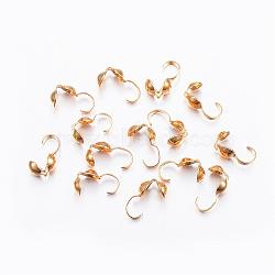 304 Stainless Steel Bead Tips, Calotte Ends, Clamshell Knot Cover, Real 24k Gold Plated, 10x5x4mm, Inner Diameter: 3mm(STAS-L187-07G)