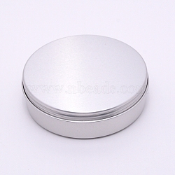 Aluminum Screw Box, Flat Round, Platinum, 3-3/4x1-1/8 inch(9.4x2.75cm), Capacity: 150ml, 12pcs/box(CON-WH0080-32)