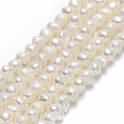 Natural Cultured Freshwater Pearl Beads Strands, Potato, Beige, 2~3.5x3~5x3~5mm, Hole: 0.5mm, about 109~132pcs/strand, 14.17~14.25 inch(36~36.2cm)(PEAR-F018-04C-01)