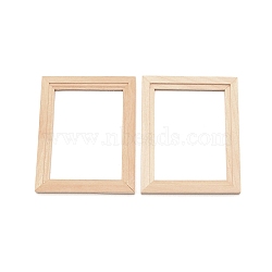 Mini Rectangle Wood Photo Frame Stands, for Pictures Embossed Photo Props Wall Decor Accessories, BurlyWood, 76x61x6mm(AJEW-WH0252-20)