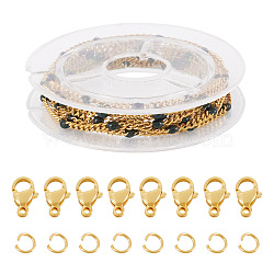 Pandahall DIY Chain Bracelet Necklace Making Kit, Including 304 Stainless Steel Enamel Curb Chains, 304 Stainless Steel Jump Rings & Clasps, Golden, Chain: 1M/set(DIY-TA0006-22)