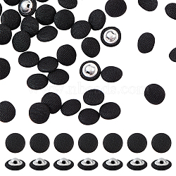 100Pcs 1-Hole Aluminum Buttons, with Polyester Covered, Clothes Coat Down Jacket Buckle, Platinum, Black, 10x6mm, Hole: 0.8mm(DIY-NB0007-77C)