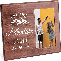 MDF Photo Frames, Glass Display Pictures, for Tabletop Display Photo Frame, Rectangle with Word, Saddle Brown, 20.3x25.4x1.2cm(DIY-WH0231-007)