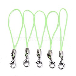 Polyester Cord Mobile Straps, with Platinum Plated Alloy Findings, Lawn Green, 70mm(MOBA-R002-15)