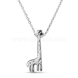 SHEGRACE Cute Design Rhodium Plated 925 Sterling Silver Giraffe Pendant Necklace, with Cable Chain, Platinum, 15.7 inch(JN239A)
