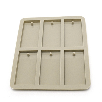 DIY Pendant Silicone Molds, for Resin Casting Molds, Clay Craft Mold Tools, Rectangle Pattern, Gray, 188x157x10mm, Hole: 4mm, Inner Diameter: 41x81mm