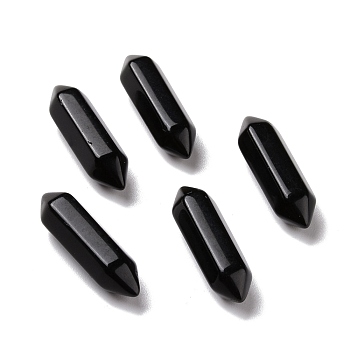 Natural Obsidian Beads, Healing Stones, Reiki Energy Balancing Meditation Therapy Wand, No Hole, Faceted, Double Terminated Point, 22~23x6x6mm