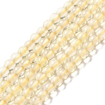 Natural Lemon Quartz Beads Strands, Round, 3mm, Hole: 0.6mm, about 135pcs/strand, 15.63''(39.7cm)