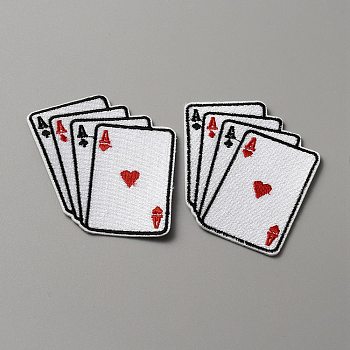 Cloth Embroidery Applqiues, Iron on/Sew on Patches, Costume Ornament Accessories, Playing Card Pattern, 86x67x1mm