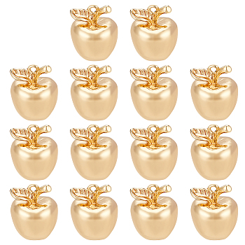 14Pcs Brass Charms, Imitation Apple, Real 18K Gold Plated, Real 18K Gold Plated, 10x8x7.5mm, Hole: 0.8mm