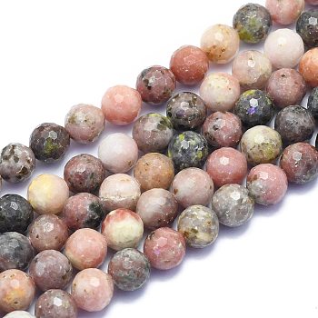 Natural Plum Blossom Jade Beads Strands, Round, Faceted(128 Facets), Alice Blue, 10mm, Hole: 1.2mm, about 38pcs/strand, 15.55 inch(39.5cm)