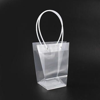 Valentine's Day Transparent PP Plastic Bags, with Handle, Trapezoid, Clear, 34.7cm