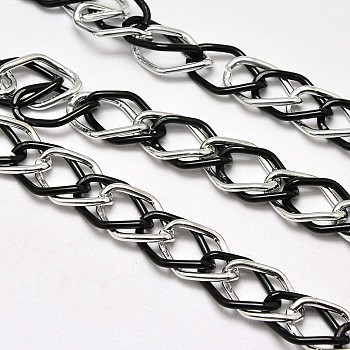 Aluminium Double Link Chains, Unwelded, with Spool, Lead Free & Nickel Free, Gunmetal, 18x13x4mm, about 32.8 Feet(10m)/roll