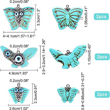 Nbeads 6Pcs 3 Style Synthetic Turquoise Pendants(TURQ-NB0001-04)-2