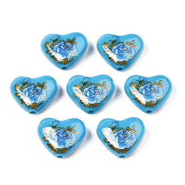 Deep Sky Blue Heart Acrylic Beads