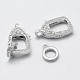 Rhodium Plated 925 Sterling Silver Cubic Zirconia Lobster Claw Clasps(STER-K169-01P)-3