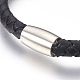 Quelques ensembles de bracelets avec cordon en cuir tressé(BJEW-JB03916)-4