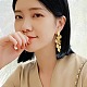 Brass Leaf Dangle Stud Earrings(FS-WG62B68-01)-3