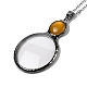 Ожерелье с плоским круглым стеклянным увеличительным кулоном для женщин(NJEW-K125-01B-05)-1