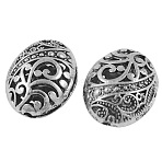 Tibetan Style Filigree Beads, Cadmium Free & Nickel Free & Lead Free, Oval, Antique Silver, Size: about 22mm long, 18mm wide, 11mm thick, hole: 2mm(X-TIBEB-A12190-FF)