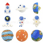 8Pcs 8 Styles Space Astronaut Theme Resin Lapel Pins for Backpack Clothes, Mixed Color, 20~30.5x16~30.5mm, 1pc/style(JEWB-CJ0003-49)