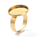 Ion Plating(IP) Adjustable 304 Stainless Steel Finger Rings Components, Pad Ring Base Findings, Flat Round, Real 18K Gold Plated, Tray: 16mm, 4mm, US Size 6(16.5mm)(STAS-P291-01E-G)
