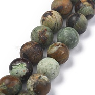 Natural Green Opal Beads Strands, Round, Frosted, 10mm, Hole: 1mm, about 38pcs/strand, 14.5 inch(36.83cm)(G-K209-04B-10mm-A)