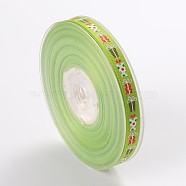 Christmas Theme Polyester Ribbons, Green Yellow, 3/8 inch(9mm), about 100yards/roll(91.44m/roll)(SRIB-L031-009-09)