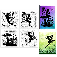 4Pcs 4 Styles PVC Stamp, for DIY Scrapbooking, Angel & Fairy, 55x55mm, 1pc/style(DIY-WH0487-0001)