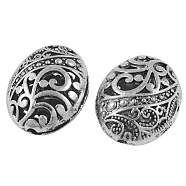 Tibetan Style Filigree Beads, Cadmium Free & Nickel Free & Lead Free, Oval, Antique Silver, Size: about 22mm long, 18mm wide, 11mm thick, hole: 2mm(X-TIBEB-A12190-FF)