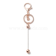 Alloy Bar Beadable Keychain for Jewelry Making DIY Crafts, with Alloy Lobster Clasps and Iron Ring, Rose Gold, 15.5~15.8cm(KEYC-A011-01RG)