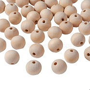 Unfertige Holzperlen, Makramee-Perlen großes Loch, natürliche Holz lose Perlen Abstandsperlen, Bleifrei, Runde, Mokassin, 20 mm, Bohrung: 4~5 mm(X-WOOD-S651-20mm-LF)