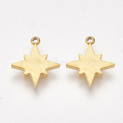 Ion Plating(IP) 304 Stainless Steel Charms, Star, Golden, 11.5x9.5x1mm, Hole: 1mm(X-STAS-S107-27)