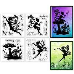 4Pcs 4 Styles PVC Stamp, for DIY Scrapbooking, Angel & Fairy, 55x55mm, 1pc/style(DIY-WH0487-0001)