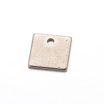 Square 304 Stainless Steel Charms, Stainless Steel Color, 7x7x0.5mm, Hole: 1mm