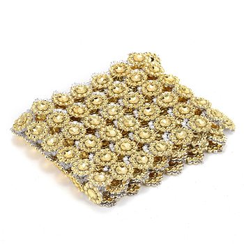 6 Rows Plastic Diamond Mesh Wrap Roll, Rhinestone Crystal Ribbon, for DIY Wedding Party Favors Decorations Craft, Gold, 97x2mm