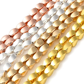 Electroplated Synthetic Non-magnetic Hematite Beads Strands, Twist Rectangle, Mixed Color, 7x4.5x4.5mm, Hole: 1.2mm, about 55pcs/strand, 16.14''(41cm)