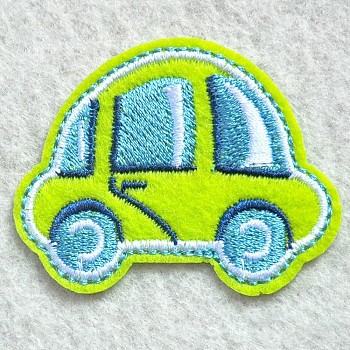 Computerized Embroidery Cloth Iron on/Sew on Patches, Costume Accessories, Appliques, Car, Green, 40x50mm