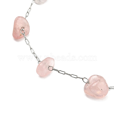 Bracelet de cheville en perles de pierres précieuses mélangées naturelles avec 304 chaînes en acier inoxydable pour femmes(AJEW-Z008-01)-3