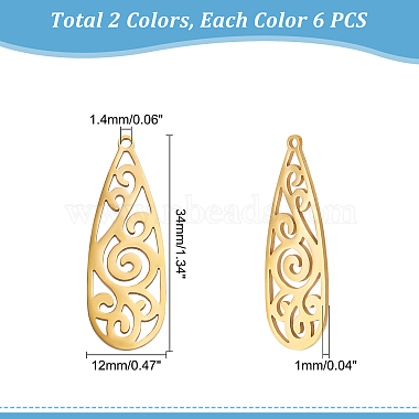 dicosmetic 12pcs 2 couleurs 201 pendentifs en acier inoxydable(STAS-DC0008-50)-4