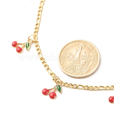 Dainty Cherry Alloy Enamel Pendant Necklace for Teen Girl Women(NJEW-JN03757-01)-7