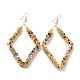 Grandes perles de rocaille en verre losange pendantes boucles d'oreilles pour fille femmes(EJEW-I258-01G)-1