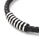 Black Leather Braided Cord Bracelet with 304 Stainless Steel Magnetic Clasps(BJEW-P275-02P)-2