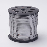 Korean Faux Suede Cord, Faux Suede Lace, with PU Leather, Light Grey, 3x1.5mm, about 100yards/roll(300 feet/roll)(LW-H001-115)