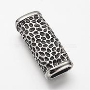 304 Stainless Steel Slide Charms, Rectangle, Antique Silver, 40x16x10mm, Hole: 7x12mm(STAS-F063-12)