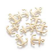 304 Stainless Steel Charms, Anchor, Golden, 12x11x0.5mm, Hole: 1.4mm(STAS-L233-053G)