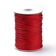 Braided Korean Waxed Polyester Cords, Red, 0.8mm, about 87.48 yards(80m)/roll(YC-T002-0.8mm-133)