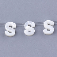 Sea Shell Beads, Top Drilled Beads, Letter, Letter.S, 10x7x3mm, Hole: 0.8mm(X-SHEL-T012-60S)