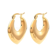 304 Stainless Steel Thick Hoop Earrings for Women, Teardrop, Real 18K Gold Plated, 28x4.5x26mm(EJEW-E291-16G)